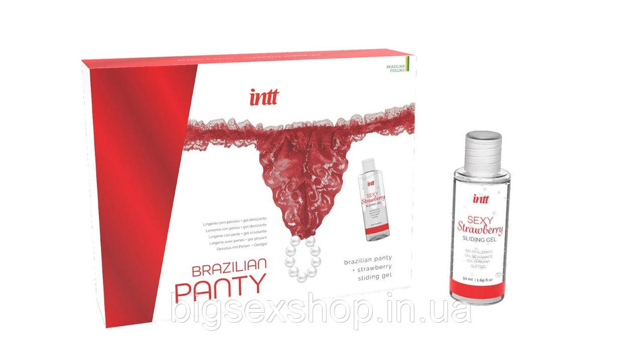Лубрикант з трусиками - Intt Brazilian Panty Red + Strawbery Gel, 50 мл