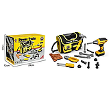 Ігровий набір будівельних інструментів в сумці T013 A шуруповерт молоток викрутка ключ плоскогубці, фото 2