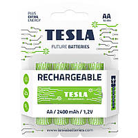 Батарейки аккумуляторные TESLA AA GREEN+ RECHARGEABLE HR6 4 штуки (AA RECHARGEABLE+) XE, код: 2330062