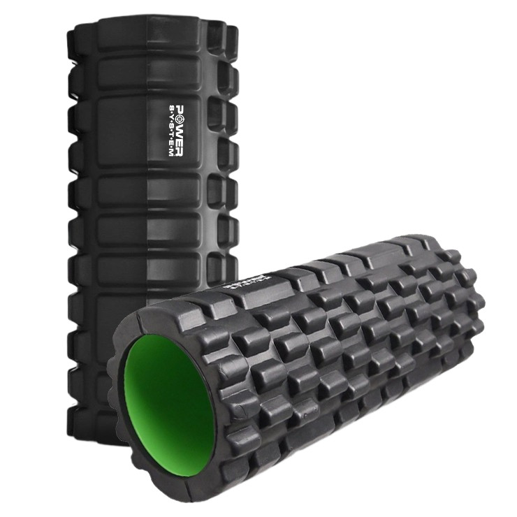 Масажний ролик (роллер) Power System PS-4050 Fitness Foam Roller Black/Green (33x15см.) HS - фото 1 - id-p2136872310