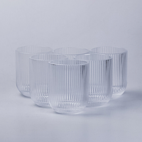 Набор стаканов ребристых из толстого хрустального стекла 6шт, стаканы на подарок, набор стаканов для воды сока