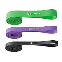 Резинові петлі для тренувань U-POWEX UP_1073 Power Band набір 3шт. Black/Purple/Green (9-57kg) HS