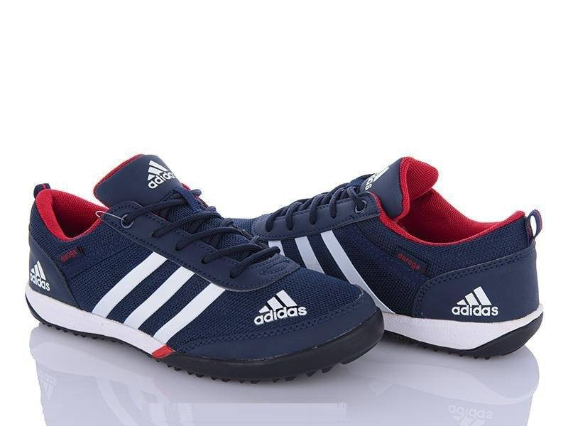 Кроссовки ADIDAS сетка синие на плоской подошве и белыми полосами с фирменым логотипом унисекс замша, фото 1