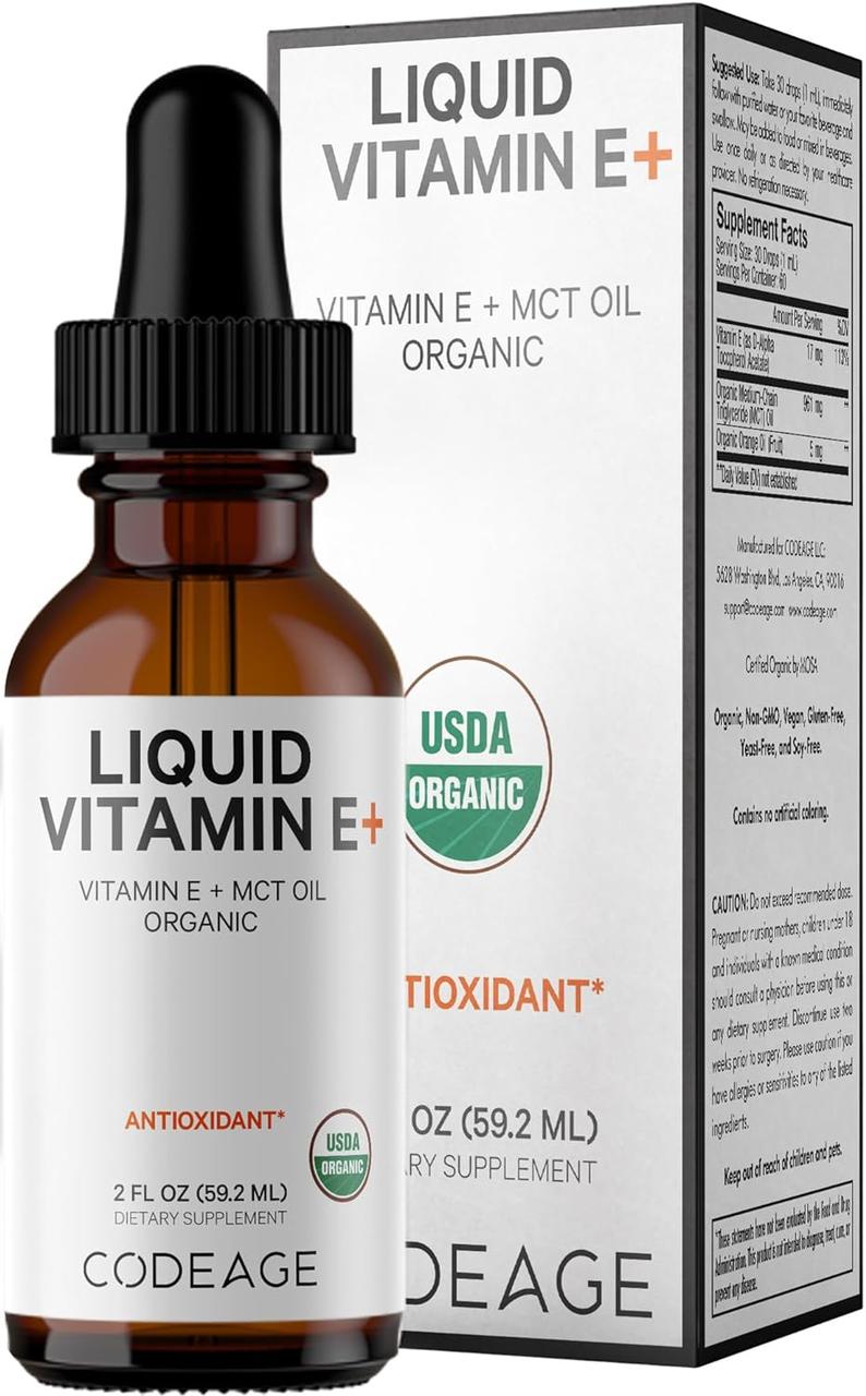 CodeAge Liquid Vitamin E+ / Ліпосомальний вітамін Е органік на МСТ олії 59,2 мл