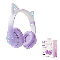 Наушники Bluetooth милые кошачьи уши с LED подсветкой B39 Pro Фиолетовый