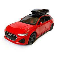 Машинка металева Audi RS6 ауді червона 1:24 світло інерція відкриваються двері багажник капот багажник резина колеса 21*8*8см, фото 2