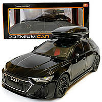 Машинка металлическая Audi RS6 ауди черная 1:24 свет инерция открываются двери багажник капот багажник резина