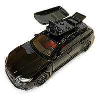 Машинка металева Audi RS6 ауді чорна 1:24 світло інерція відкриваються двері багажник капот багажник резина колеса 21*8*8см, фото 2