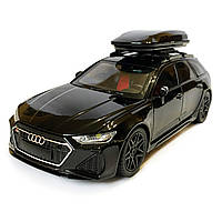 Машинка металева Audi RS6 ауді чорна 1:24 світло інерція відкриваються двері багажник капот багажник резина колеса 21*8*8см, фото 3