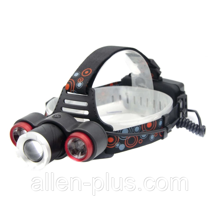 Ліхтар налобний акумуляторний WD-109-T6+2XPE, 2x18650, Zoom