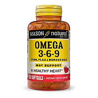 Жирные кислоты Mason Natural Omega 3-6-9 1200 mg Fish, Flax & Borage Oils, 60 капсул HS