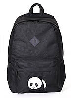 Городской молодежный рюкзак черного цвета среднего размера с рисунком вышивкой 000757