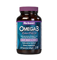 Жирные кислоты Bluebonnet Omega 3 Kosher Fish Oil, 60 вегакапсул HS