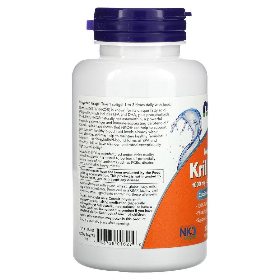 Жирные кислоты NOW Neptune Krill Oil 1000 mg, 60 капсул HS - фото 3 - id-p2136888812