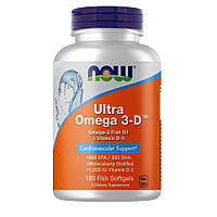 Жирные кислоты NOW Ultra Omega-3-D, 180 капсул HS