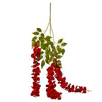 Декоративная искусственная свисающая ветвь "Глициния" красная 1,03 метра