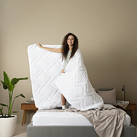 Летние стеганые одеяла антиаллергенные 175х210 ideia полиэстер, одеяло двуспальное универсальное Белый