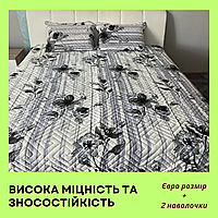 Комплект покривало на ліжко та наволочки 2 шт Покривало стьобане велюр на синтепоні Євро покривала