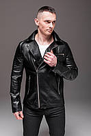 Чоловіча куртка косуха з еко-шкіри чорна