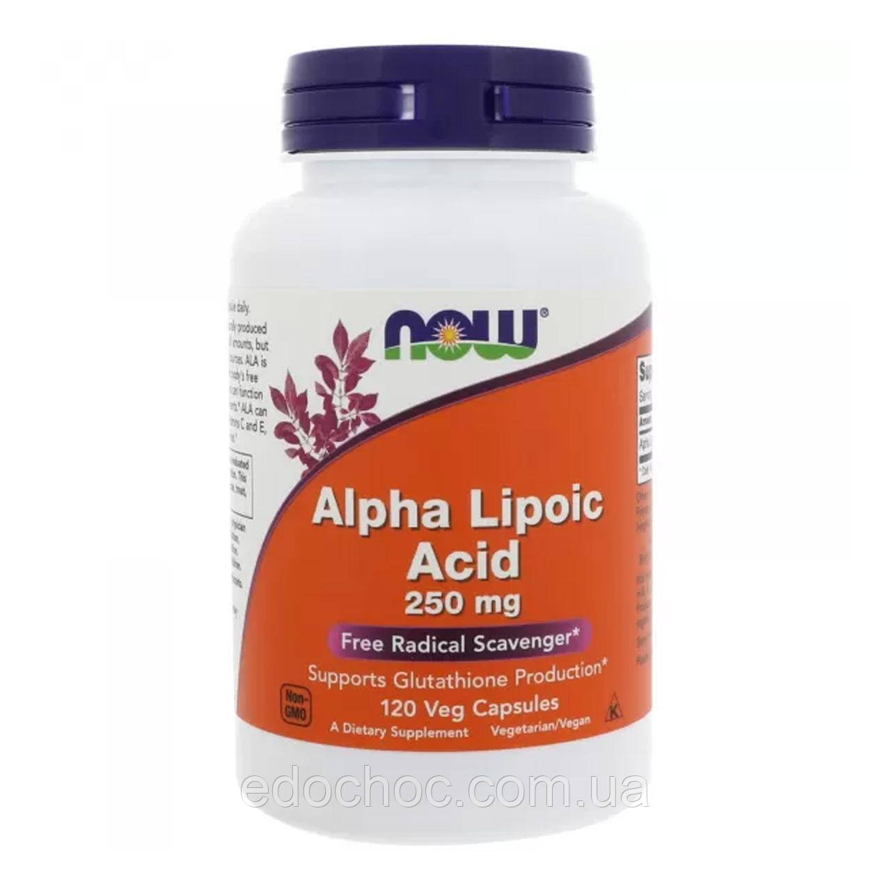 Альфа-ліпоєва кислота (Alpha-lipoic acid) 250 мг 120 капсул NOW-03043
