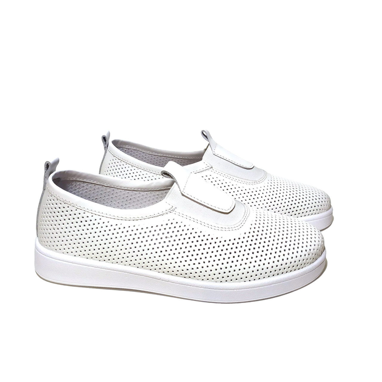 Мокасины кожаные женские белые на резинке мягкие повседневные (ID ...