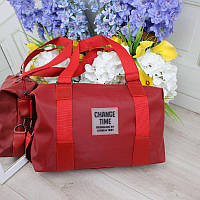 Большая женская сумка стильная городская вместительная модная плащевка красная