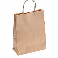 Пакет паперовий із ручками для зефіру та мафінів 250*150*350 мм КРАФТ (10 шт.)