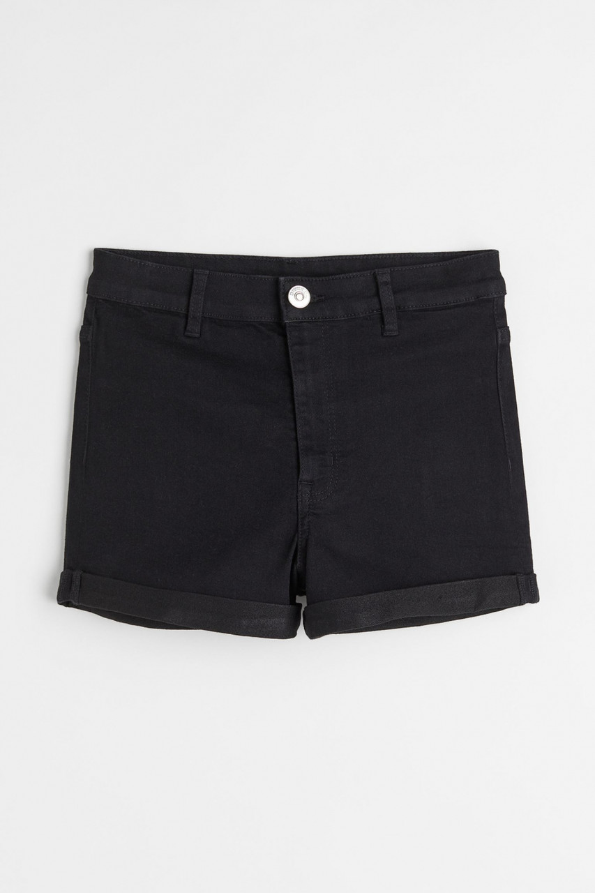 Шорти міні джинсові з відворотами для жінки H&M 0816423-001 40(M) чорний