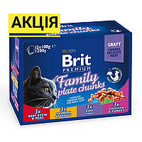 Brit Premium "Сімейна тарілка" для котів / набір із 12 паучів волого корму