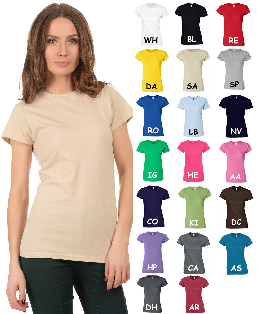 Жіноча футболка Gildan супер'мяка Softstyle 100% бавовна приталена подовжена