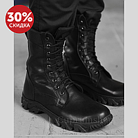 Ботинки тактические all-terain черные демисезонные натуральная кожа, Берцы военные, Непромокаемая обувь кожа