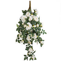 Декоративная искусственная цветущая ветвь розы 78 см