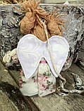 Текстильний янгол ручної роботи, авторська іграшка ангел , 12см, янгол оберіг, фото 9