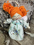 Текстильний янгол ручної роботи, авторська іграшка ангел , 12см, янгол оберіг, фото 2