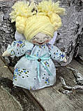 Текстильний янгол ручної роботи, авторська іграшка ангел , 12см, янгол оберіг, фото 7