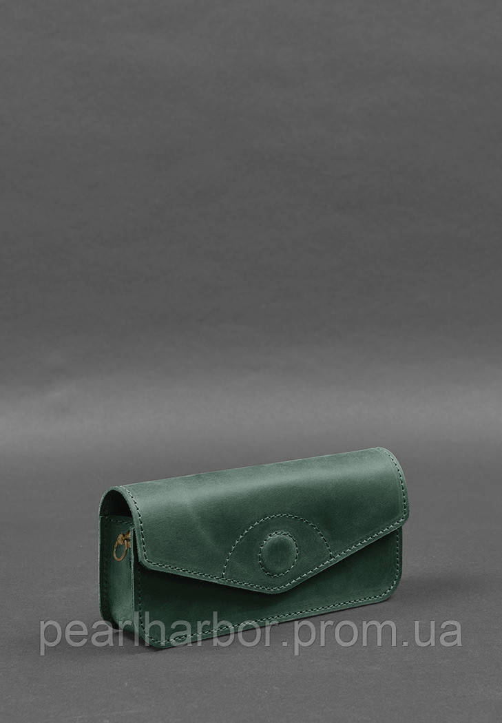 Кожаная сумка-футляр для очков (мини-сумка) зеленый Crazy Horse BlankNote XE, код: 8132094 - фото 3 - id-p2136966165