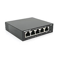 Комутатор POE 48V Mercury S105P 48V 5 портів Ethernet 10/100 Мбіт/сек, БП в комплекті, BOX Q200