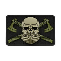 M-Tac нашивка Bearded Skull 3D PVC Black/Olive ll