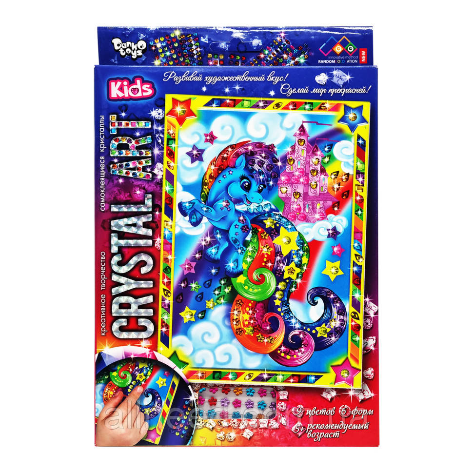 Набір креативної творчості "Crystal art Kids" Поні CArt-01-08, 9 кольорів, 6 форм, фото 1