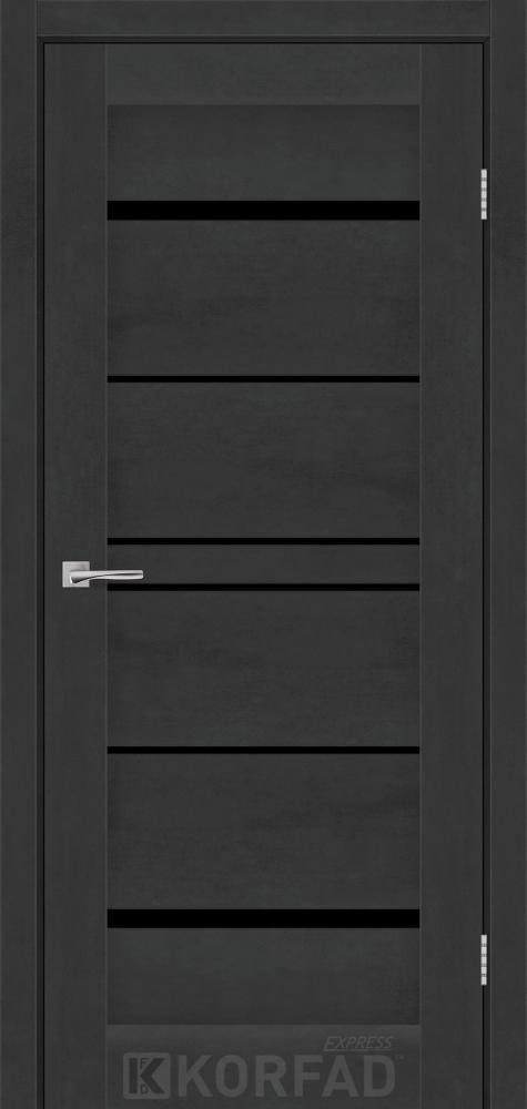 Двері міжкімнатні Korfad Express Vista - Бетон графіт (з чорним склом), фото 1