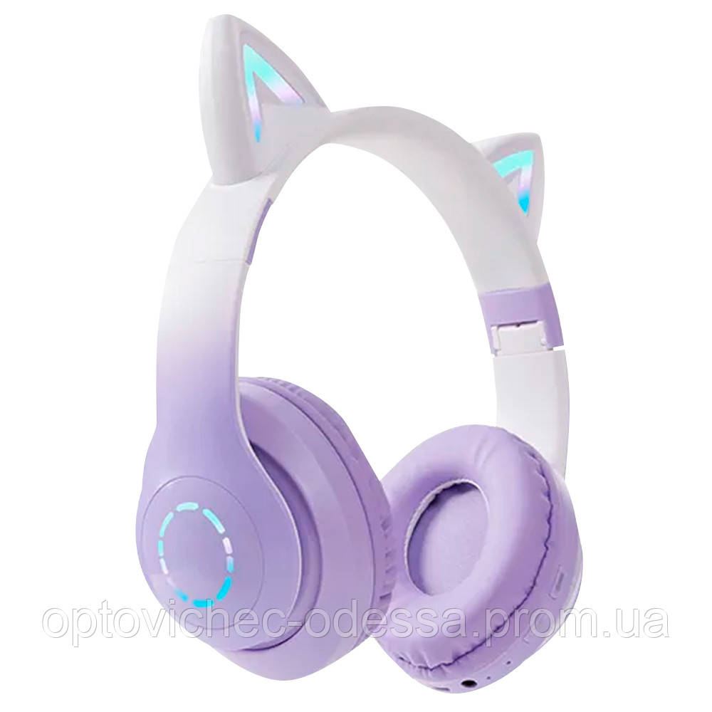 Навушники Bluetooth милі котячі вуха з LED підсвічуванням B39 Pro Фіолетовий Хіт продажу!, фото 1