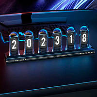 Цифровий годинник RGB Nixie Tube Clock з IPS-дисплеєм та Wi-Fi Чорний Хіт продажу!