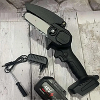 Компактная аккумуляторная цепная пила UKC Mini Electric Chain Saw 1 48V в черном цвете