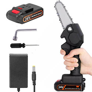 Акумуляторна пила ланцюгова + акумулятор 24V, LY-21 / Портативна міні пила для саду / Ручна електропилка