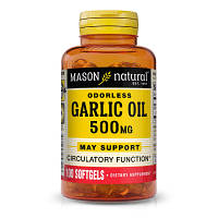 Травы Mason Natural Чесночное масло 500 мг, Garlic Oil, 100 гелевых капсул (MAV05321)