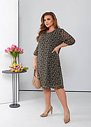 Шифонова сукня міді в квіточку (р.48,50,52,54,56), фото 3