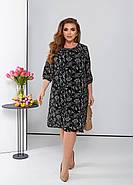 Шифонова вільна сукня міді з рукавом (р.48,50,52,54,56), фото 2