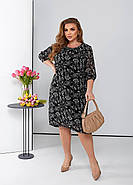 Шифонова вільна сукня міді з рукавом (р.48,50,52,54,56), фото 3