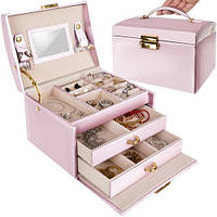 Шкатулка футляр скринька для коштовностей прикрас рожева Beautylushh 6400 Польща