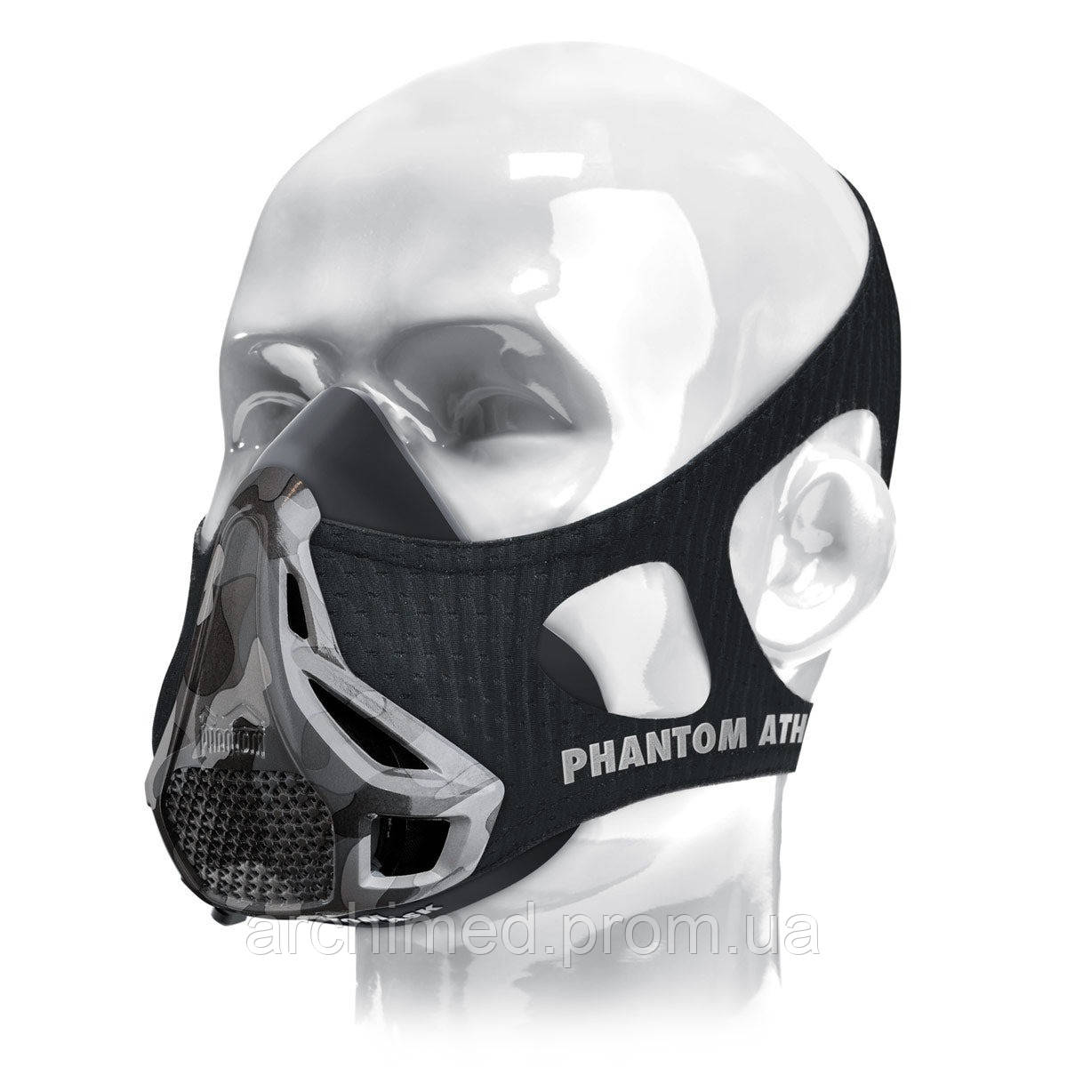 Маска для тренировки дыхания Phantom Training Mask Camo L Черный ON, код: 8104224 - фото 1 - id-p2137046178